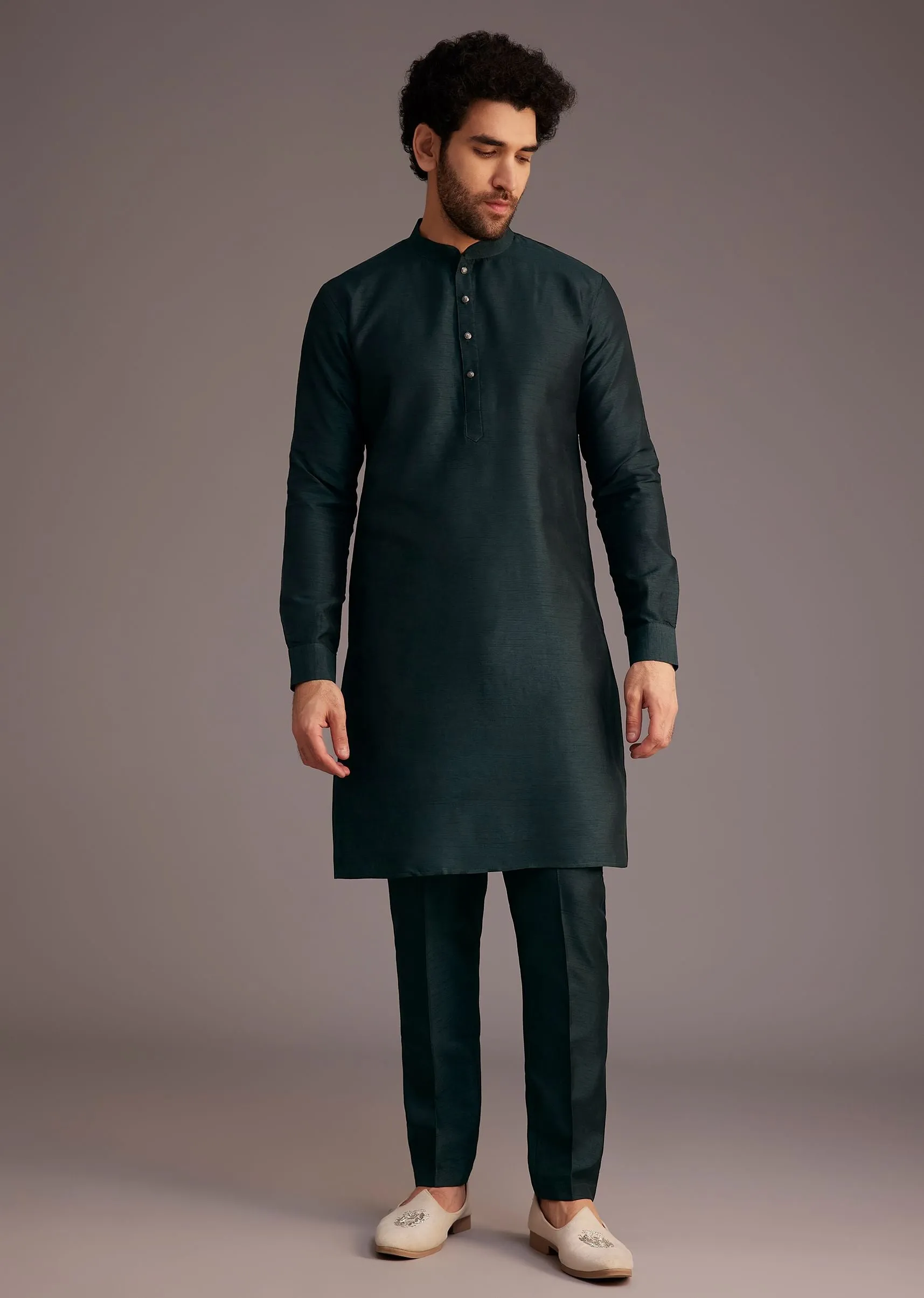 Black Floral Embroidered Jacket Kurta Set
