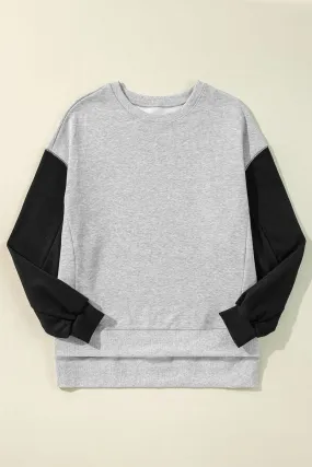 Chic gray drop shoulder pullover