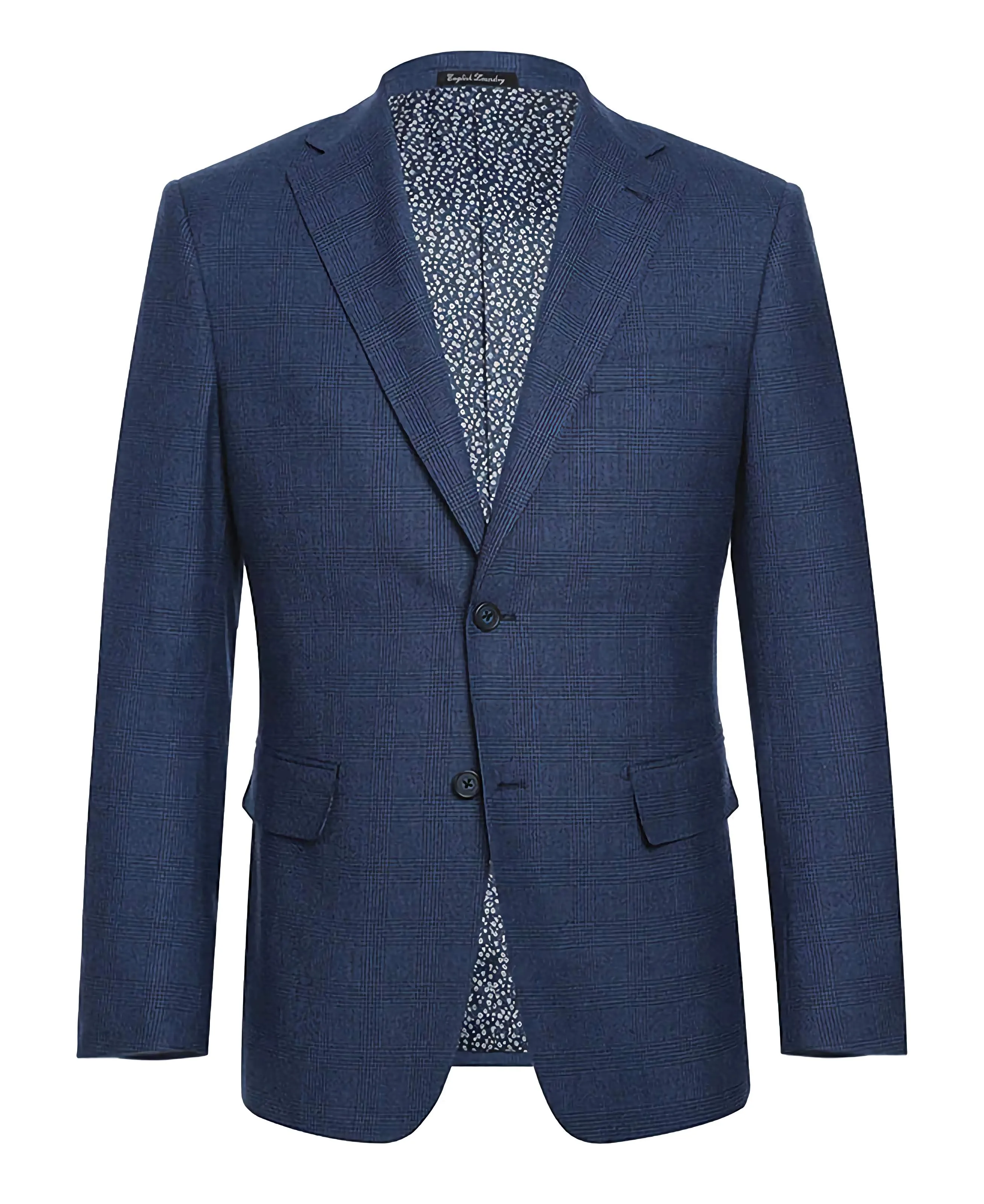 English Laundry Wool Blend Blue Checked Slim Fit Suit