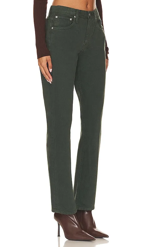 ETICA Rhea Mid Rise Straight in Dark Green