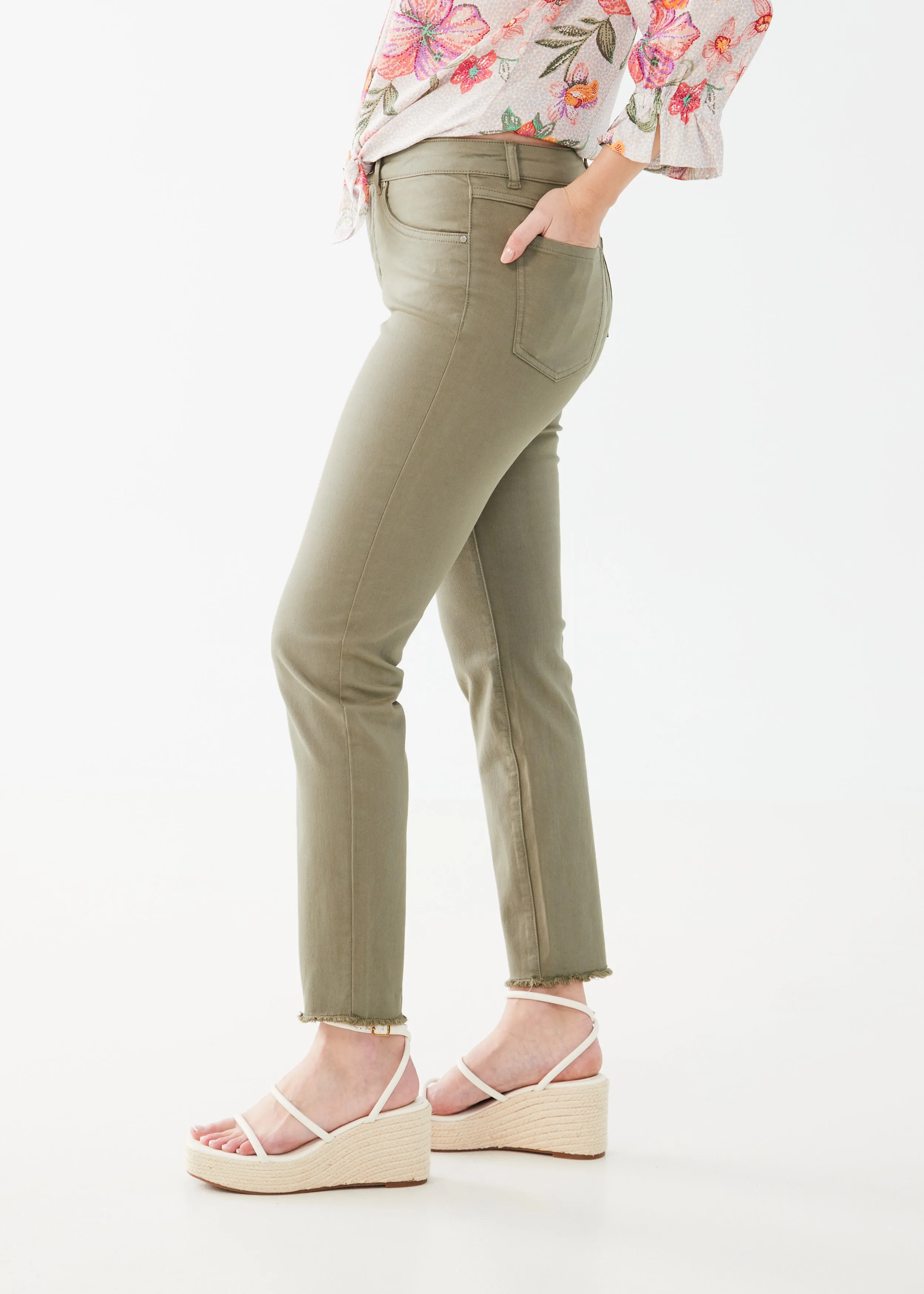 Euro Twill, Frayed Olivia Slim Ankle Denim