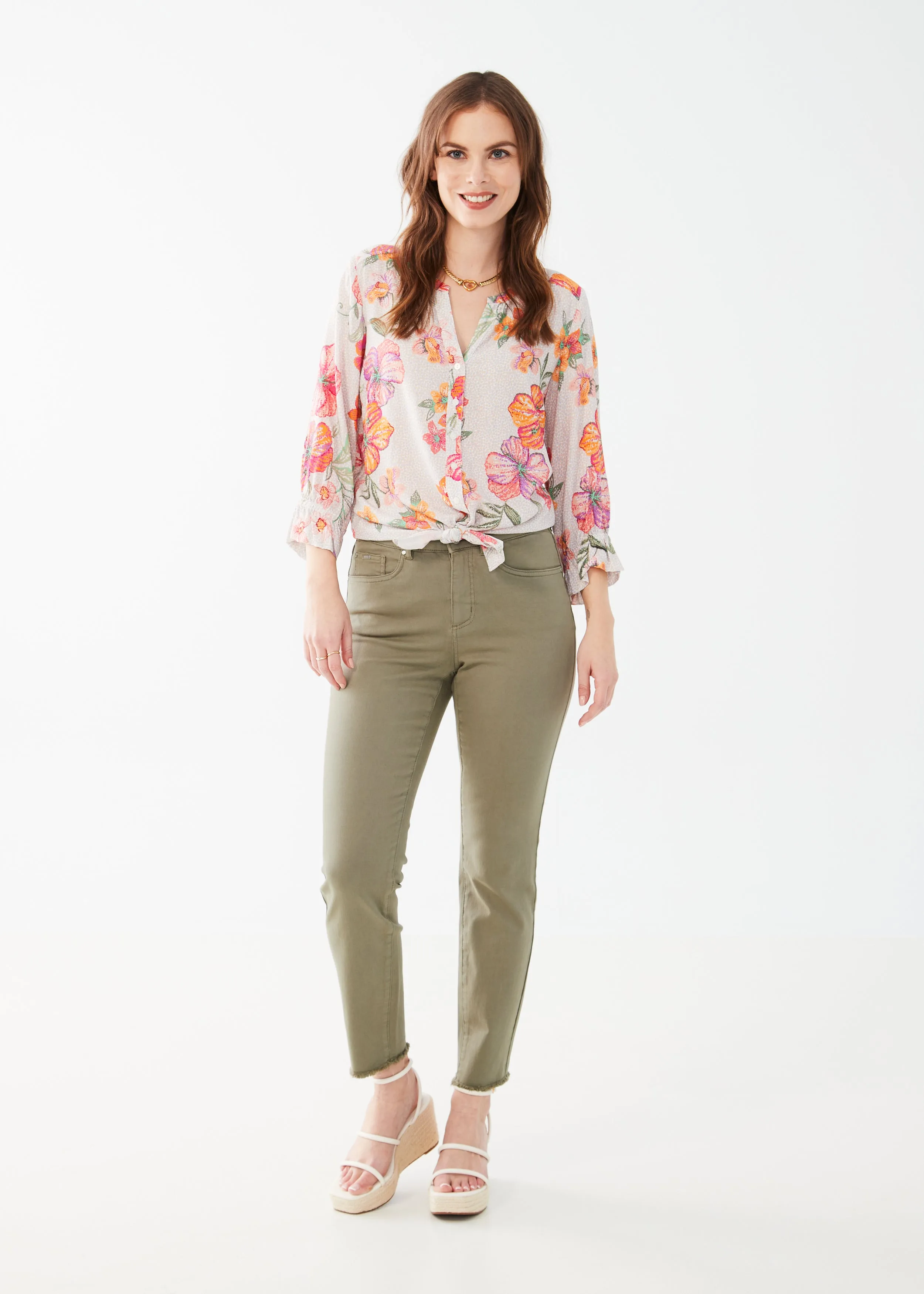 Euro Twill, Frayed Olivia Slim Ankle Denim