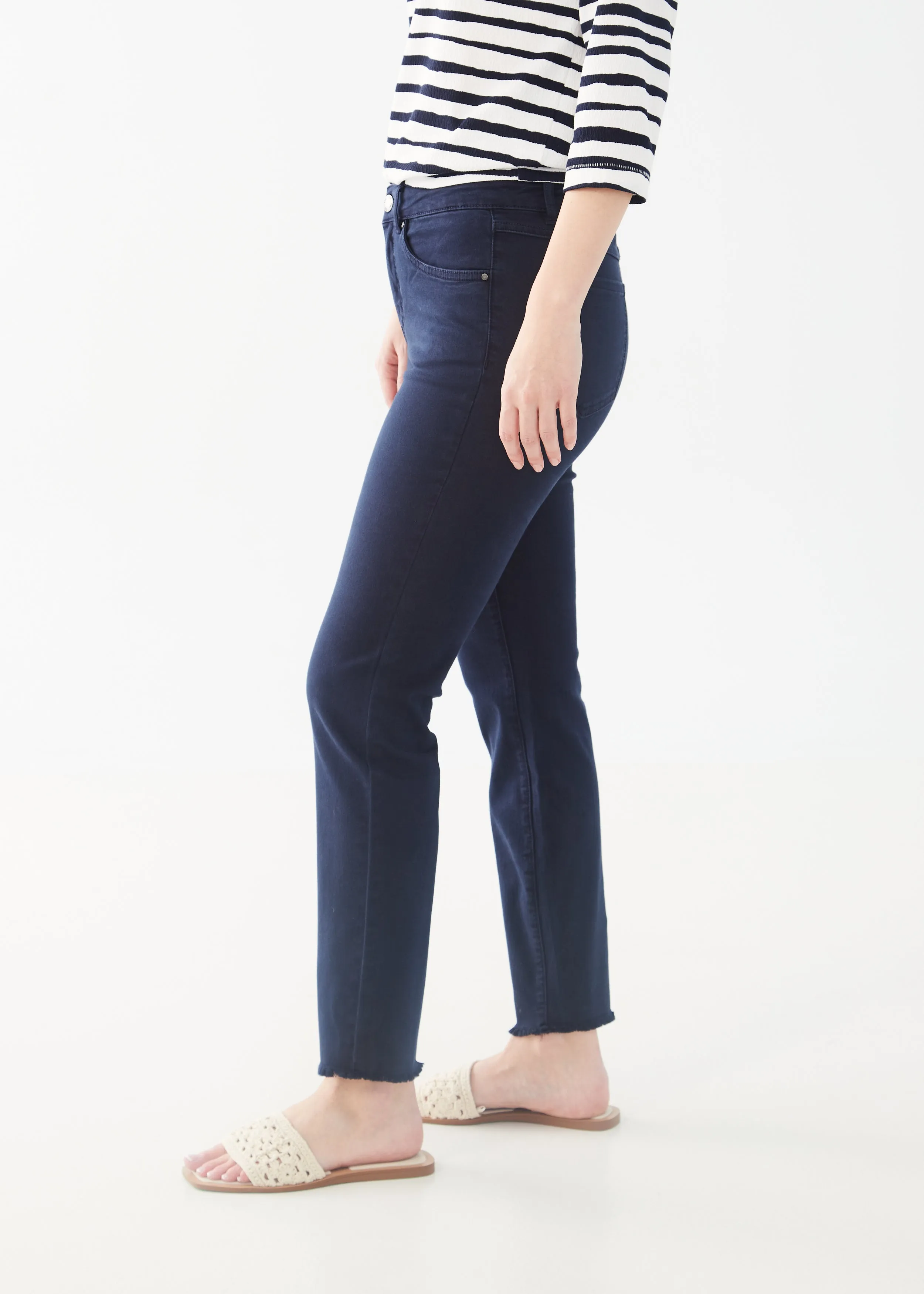 Euro Twill, Frayed Olivia Slim Ankle Denim