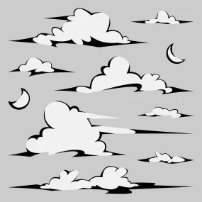Flat Vector Cartoon Clouds