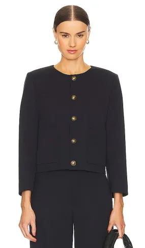 FRAME Button Front Jacket in Navy