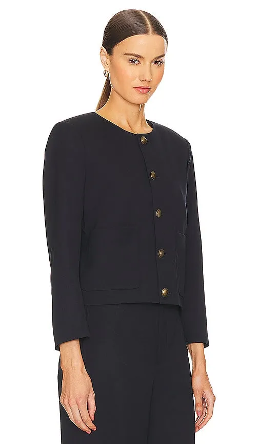 FRAME Button Front Jacket in Navy