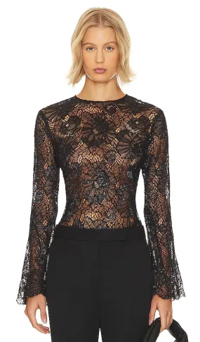FRAME Flutter Sleeve Blouse in Black