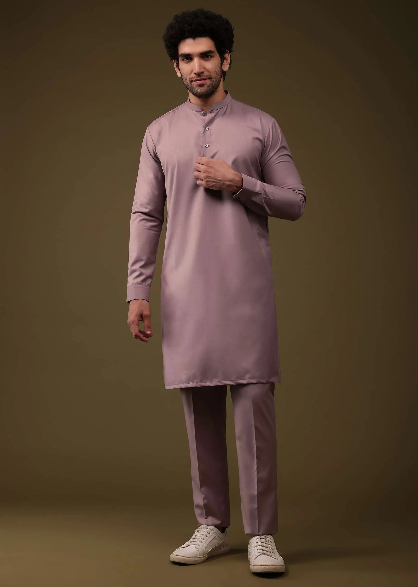 Lavender Purple Festive Bandi Jacket Set In Silk With Threadwork And Embroidery