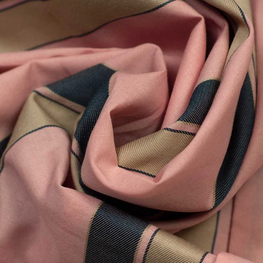 Long sleeve striped shirt in pink, green and tan