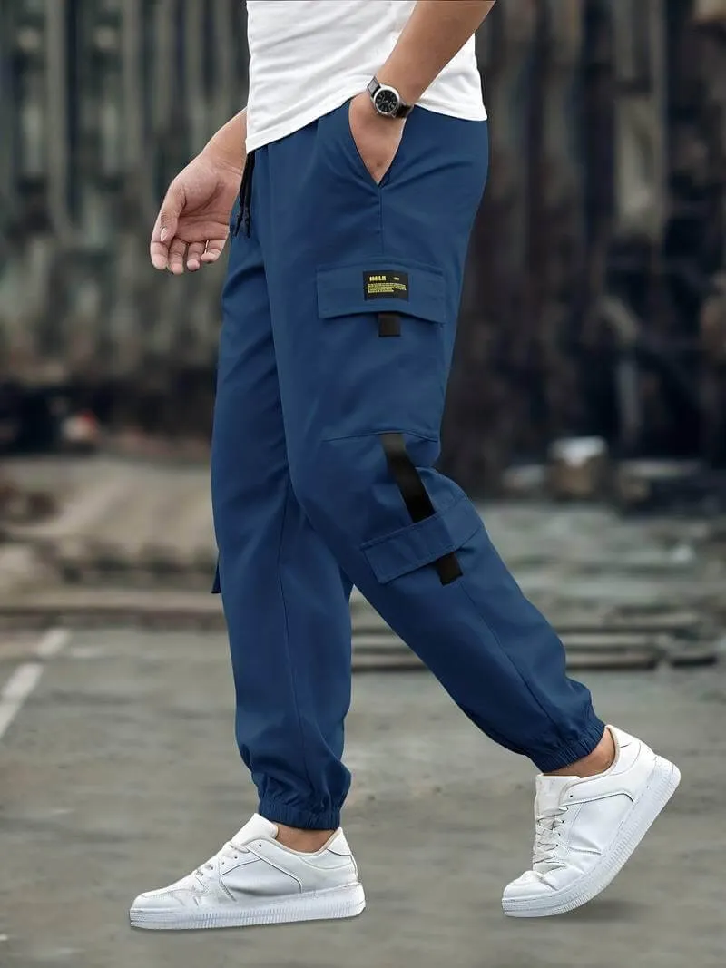 Men's Relaxed Fit Cargo Joggers with Multiple Pockets