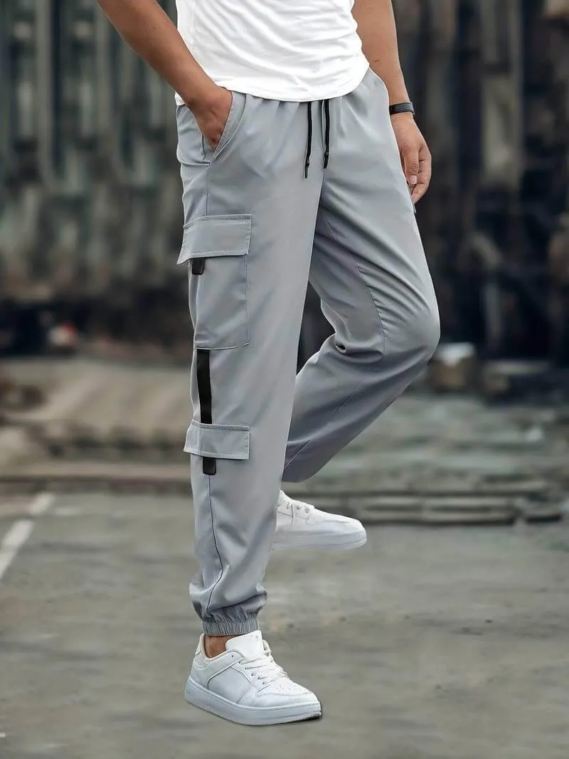 Men's Relaxed Fit Cargo Joggers with Multiple Pockets
