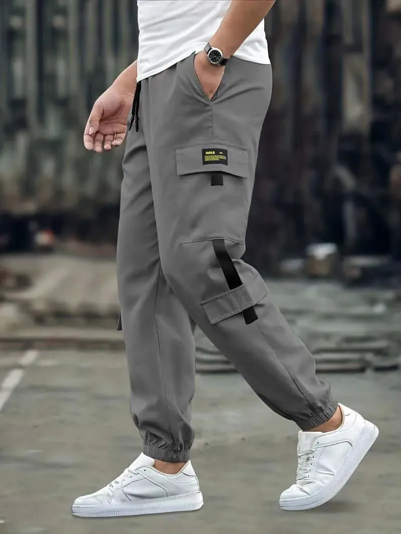 Men's Relaxed Fit Cargo Joggers with Multiple Pockets