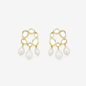 Mirrors on the Move Mirror and Pearl Drop Earrings