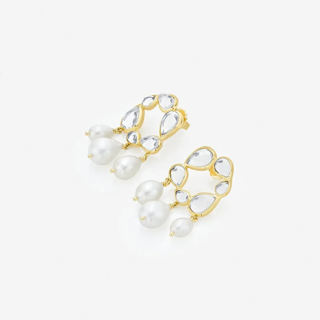 Mirrors on the Move Mirror and Pearl Drop Earrings