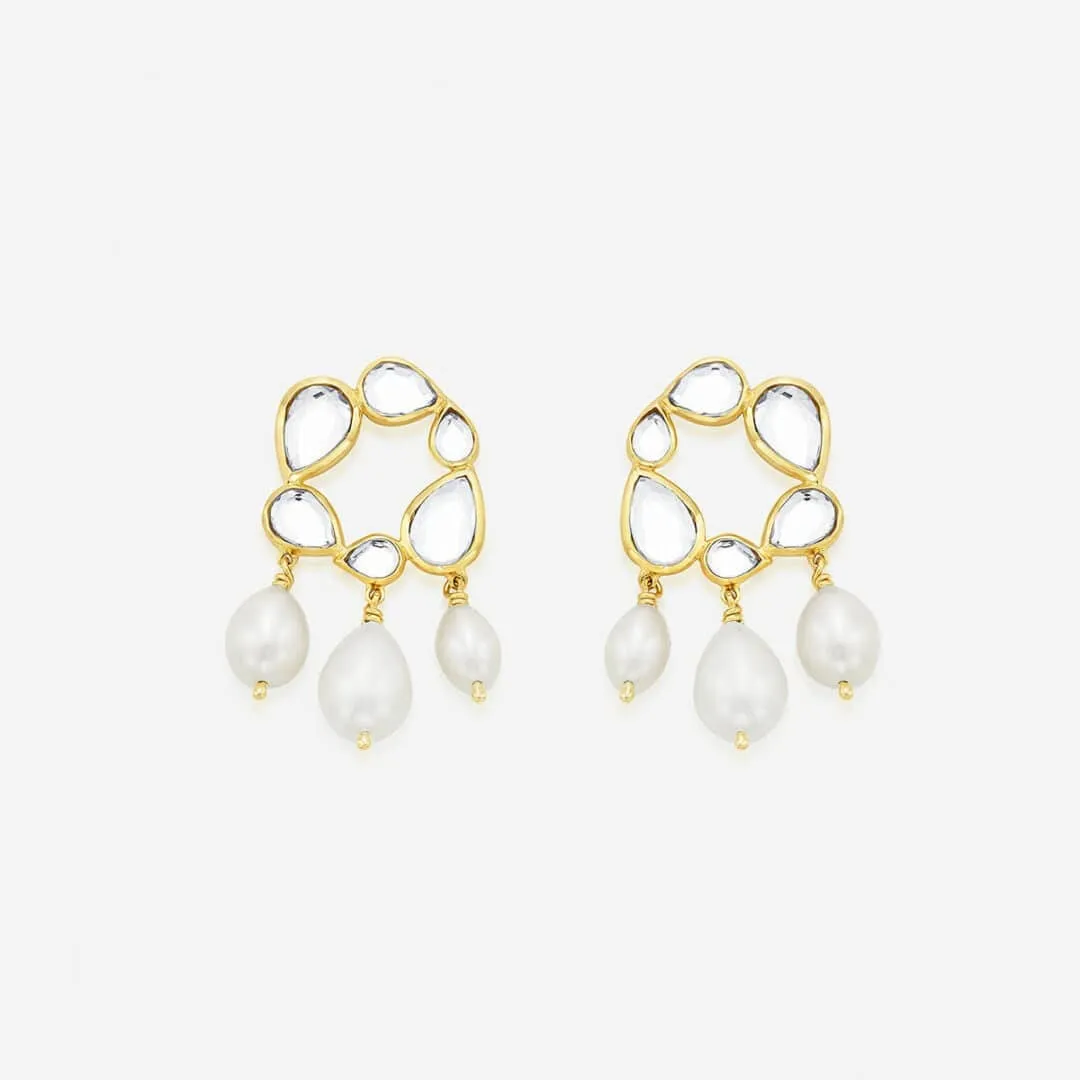 Mirrors on the Move Mirror and Pearl Drop Earrings