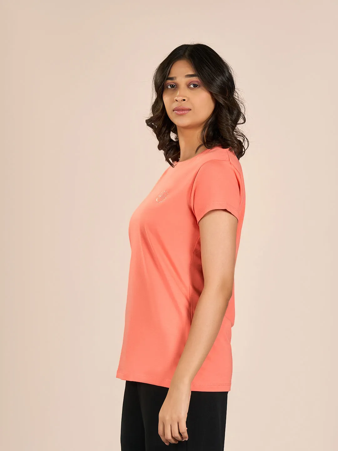 Peach CRL Solid T-Shirt