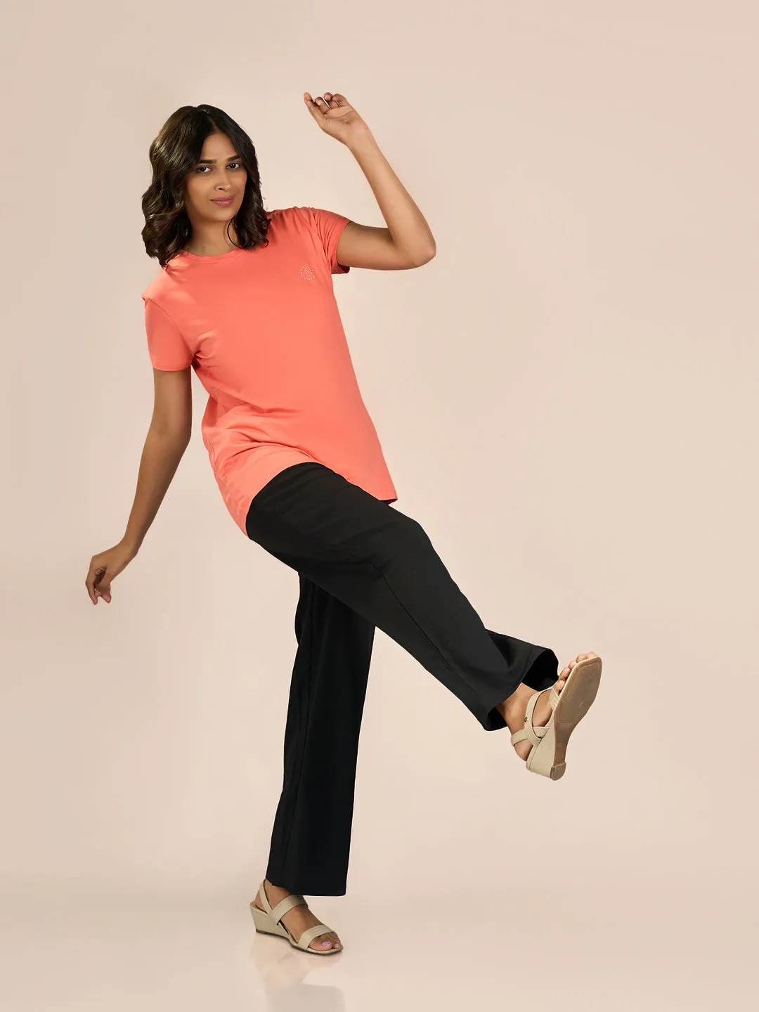 Peach CRL Solid T-Shirt