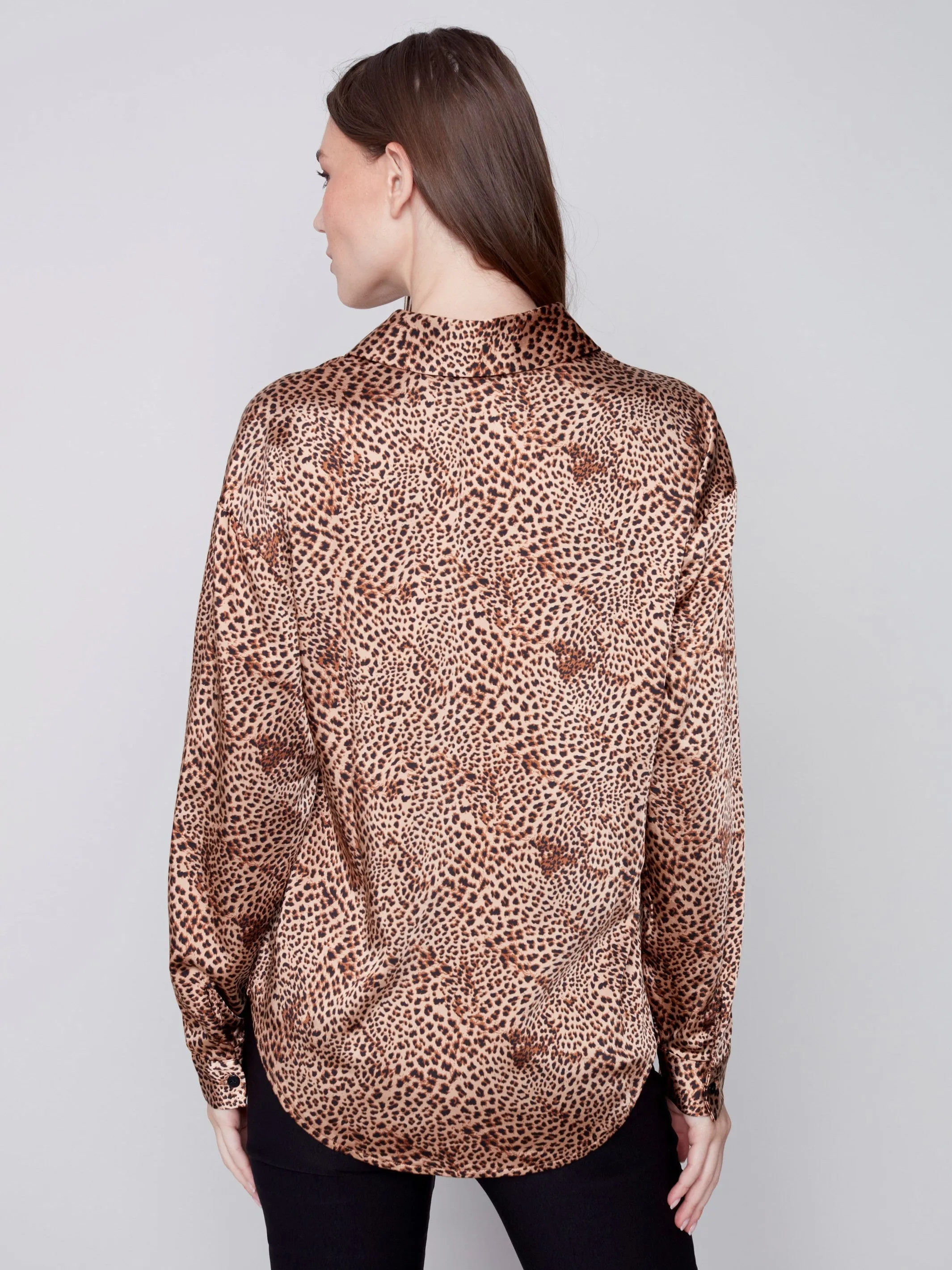 Printed Gutsy Satin Shirt - Animal