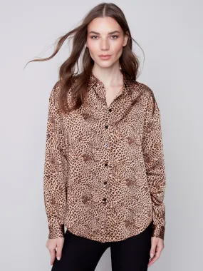 Printed Gutsy Satin Shirt - Animal