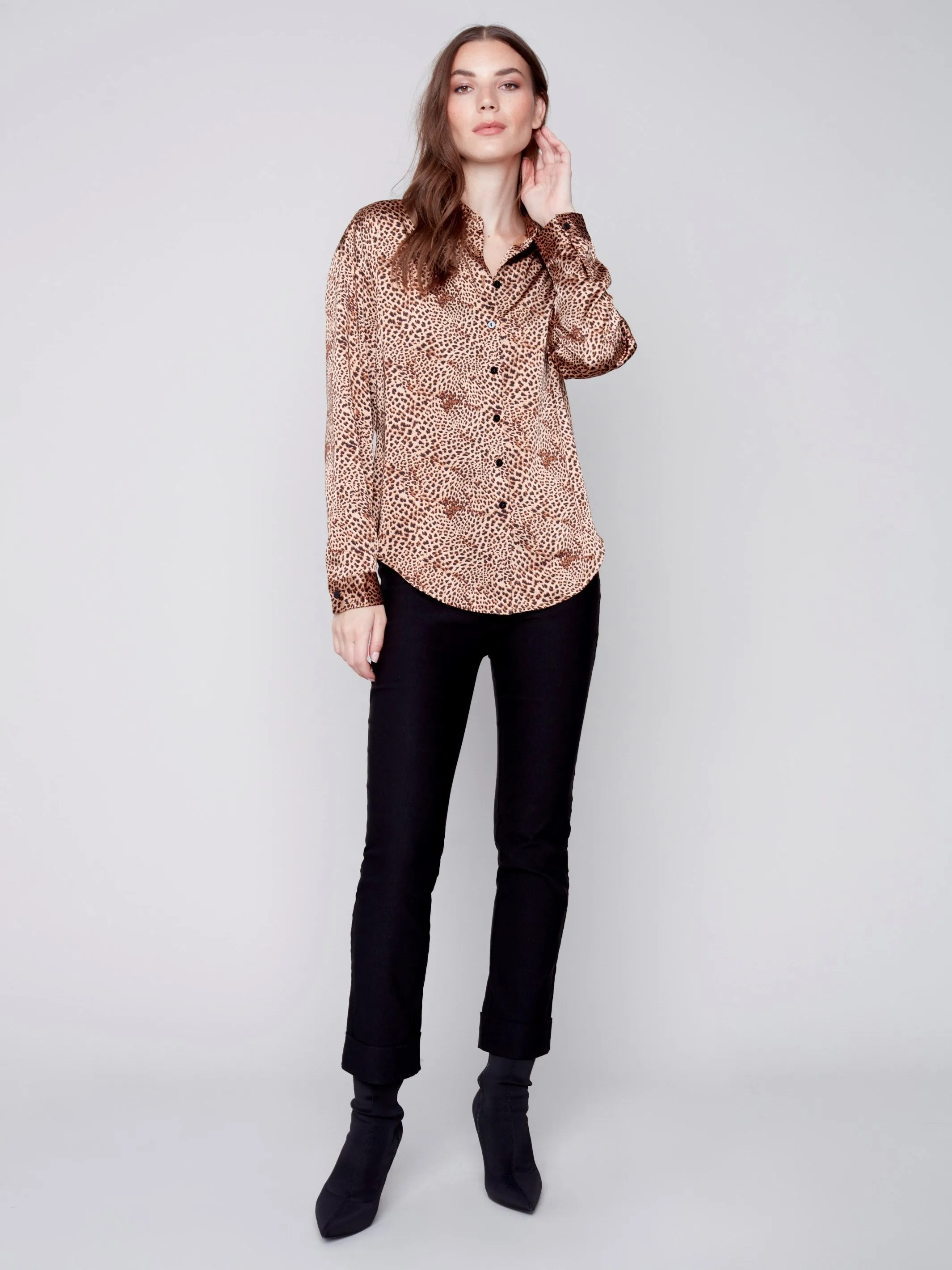 Printed Gutsy Satin Shirt - Animal