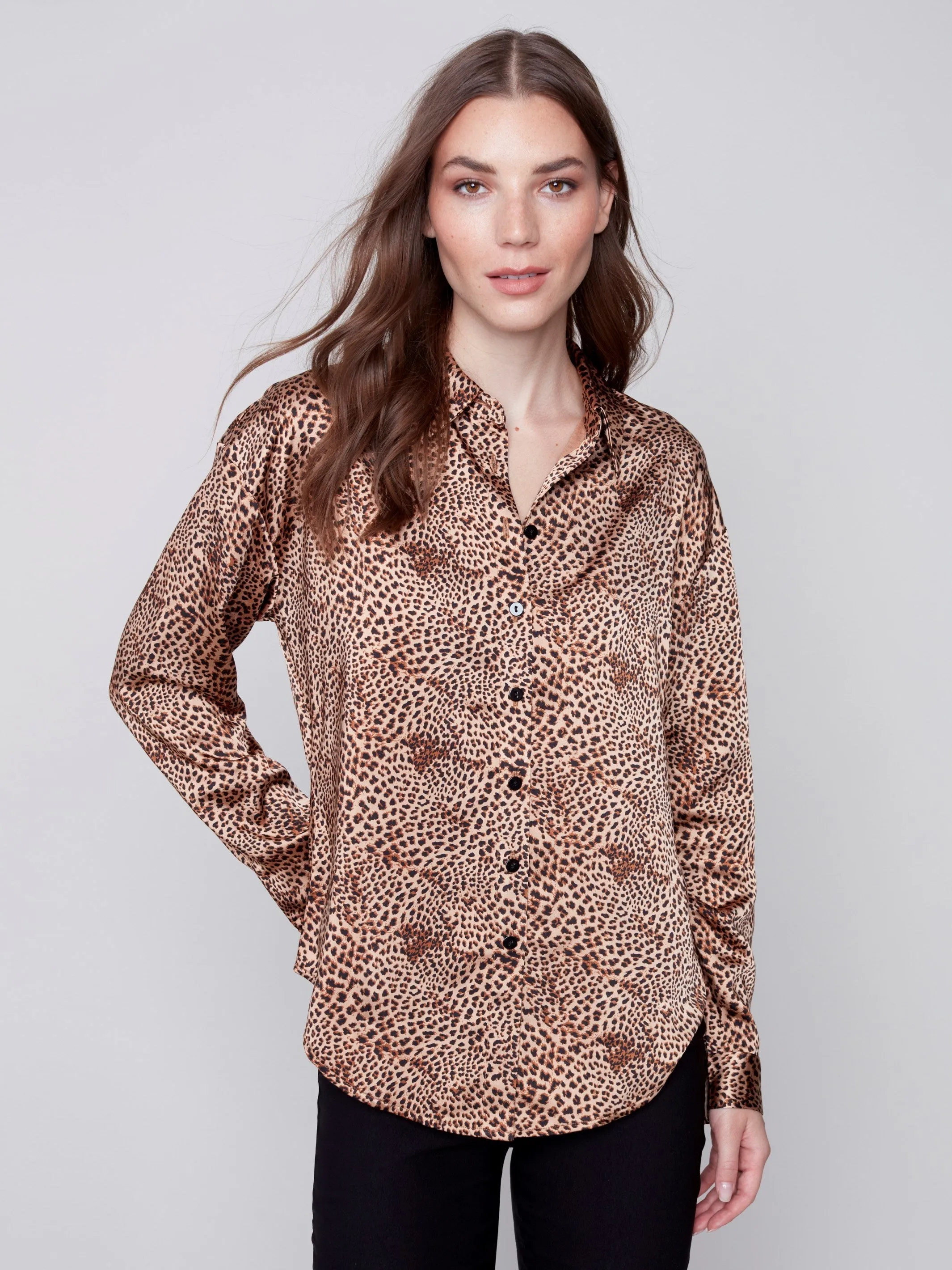 Printed Gutsy Satin Shirt - Animal