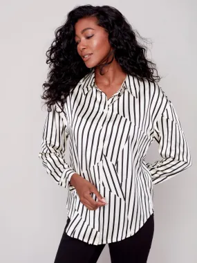 Printed Gutsy Satin Shirt - Pepper
