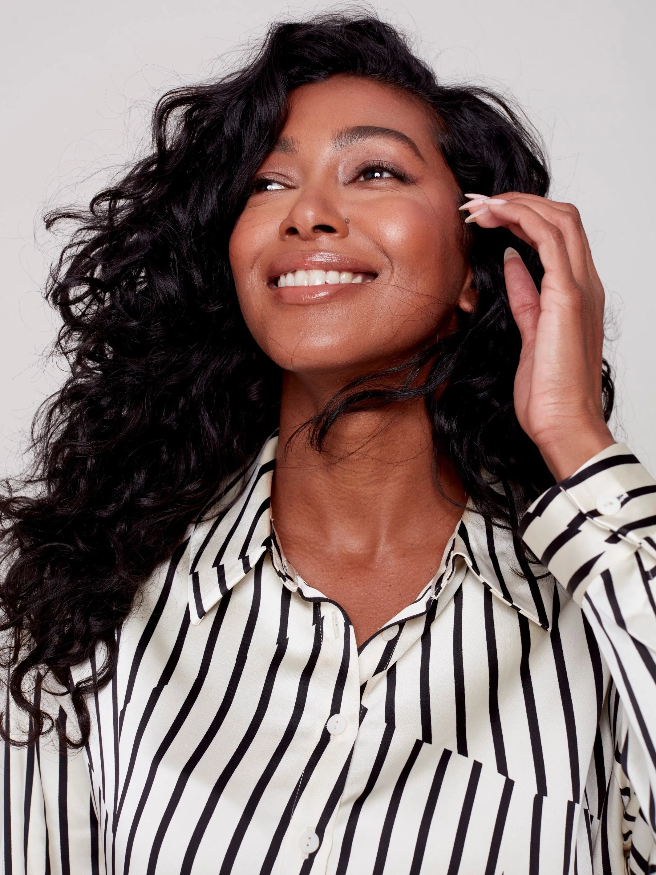 Printed Gutsy Satin Shirt - Pepper