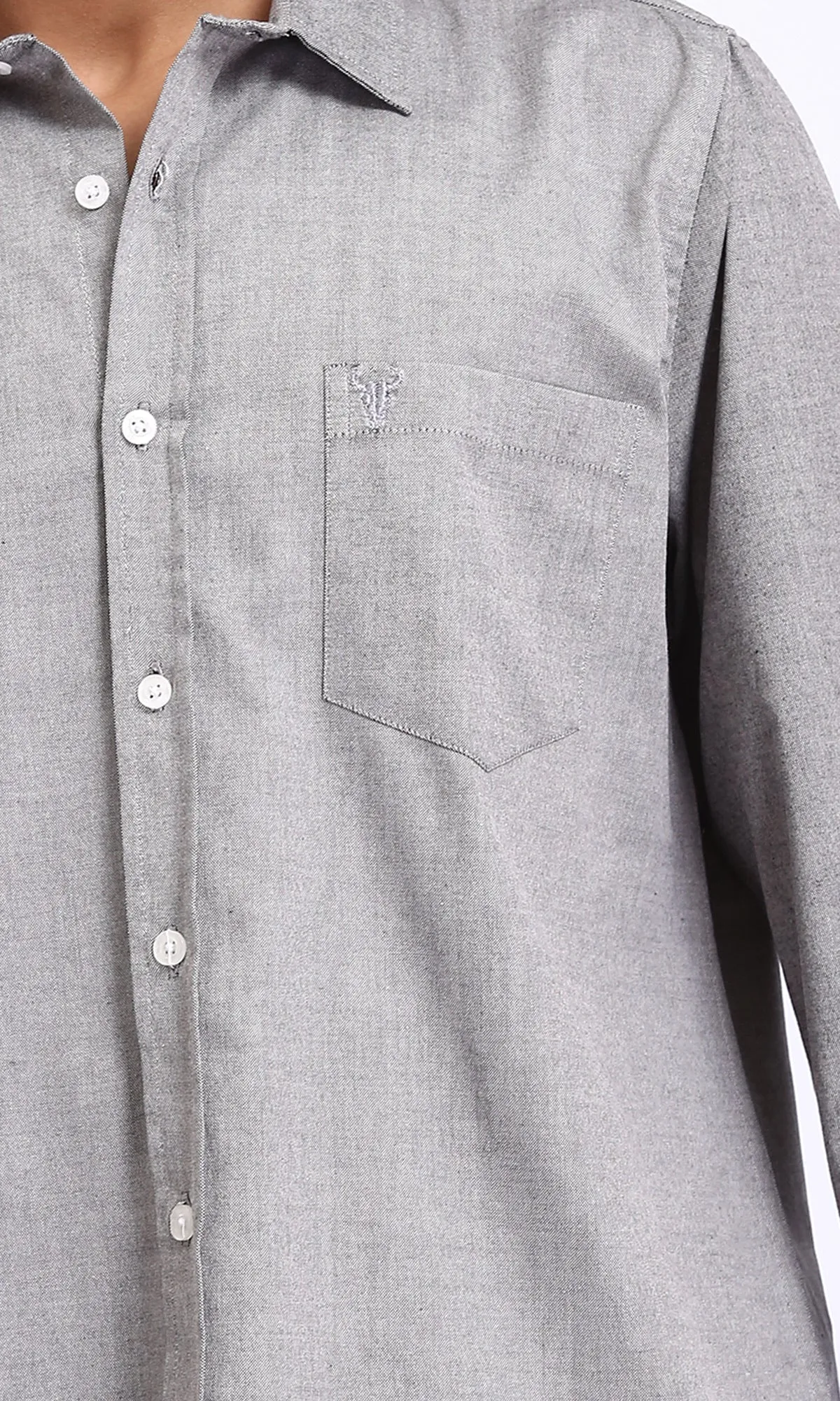R206950 - Long Sleeves Solid Shirt with Front Pocket - Medium Grey