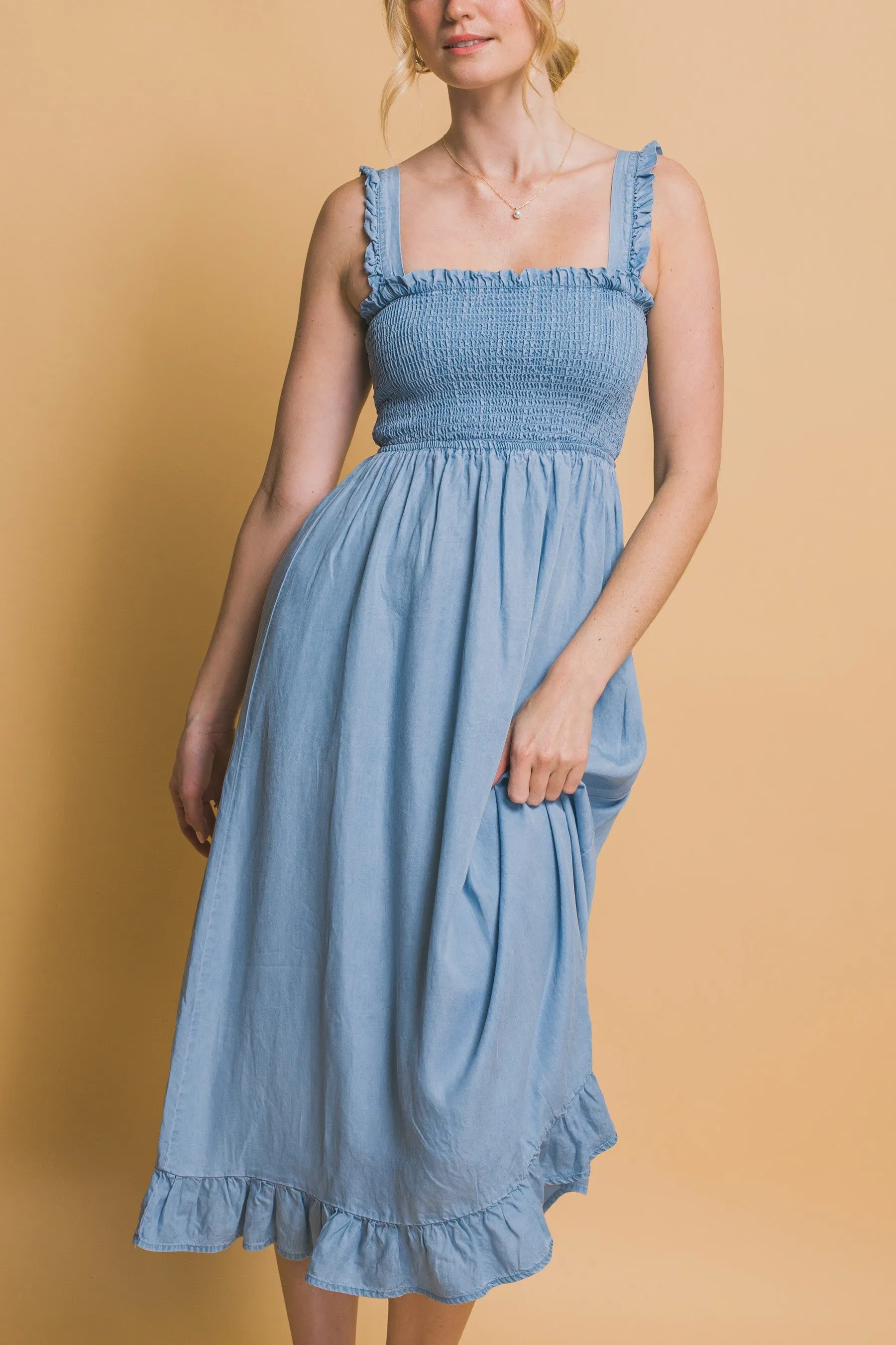 Summer Skies 100% Tencel Casual Maxi Dress (Light Blue)
