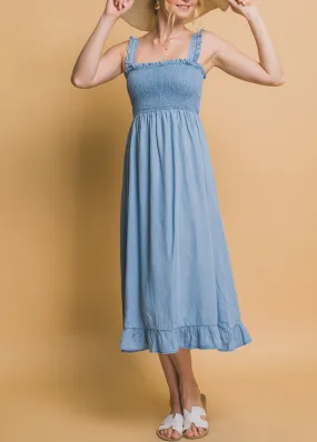 Summer Skies 100% Tencel Casual Maxi Dress (Light Blue)