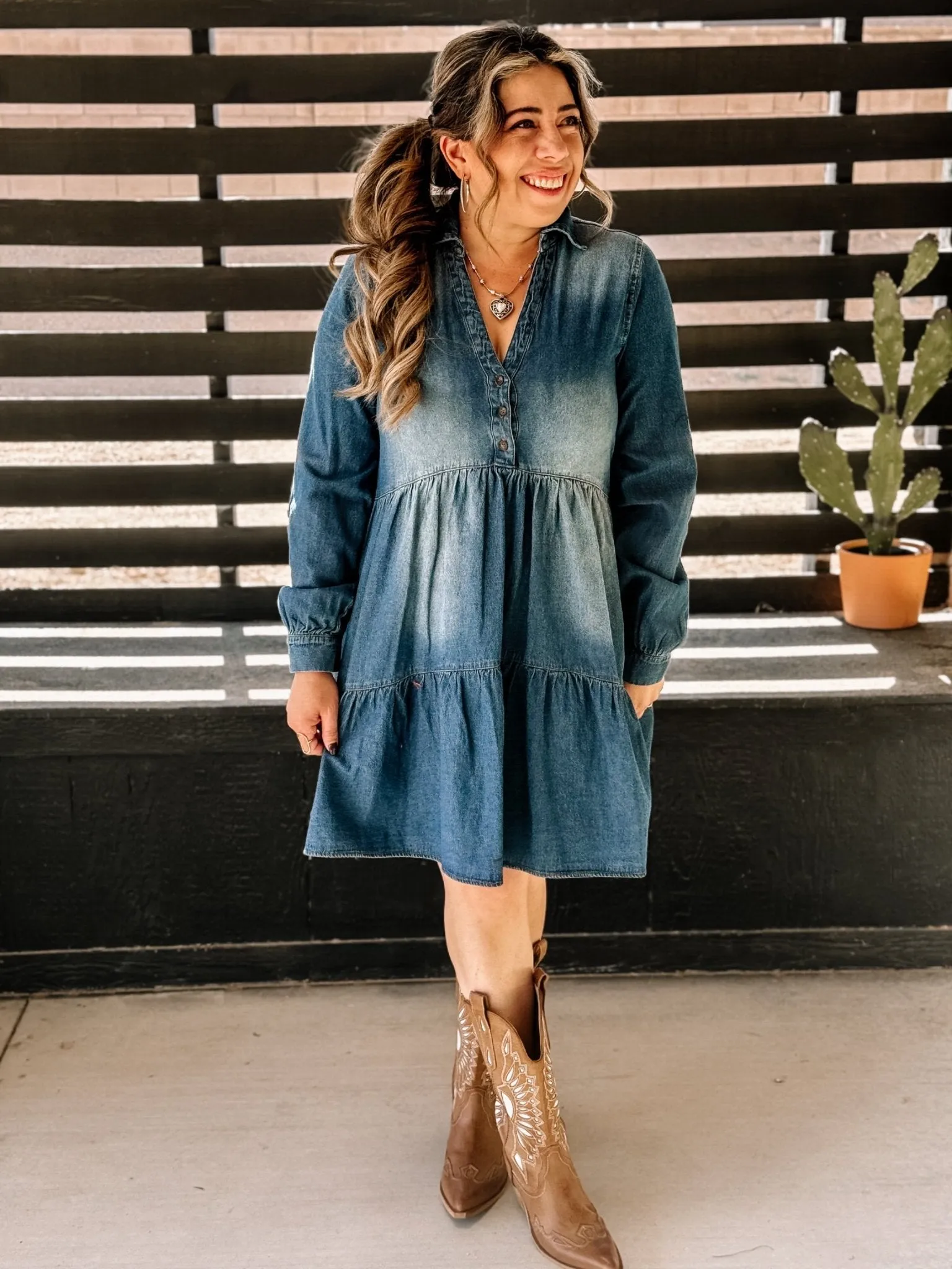Sundown Western Boho Mini Dress, Denim