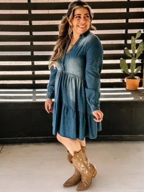 Sundown Western Boho Mini Dress, Denim