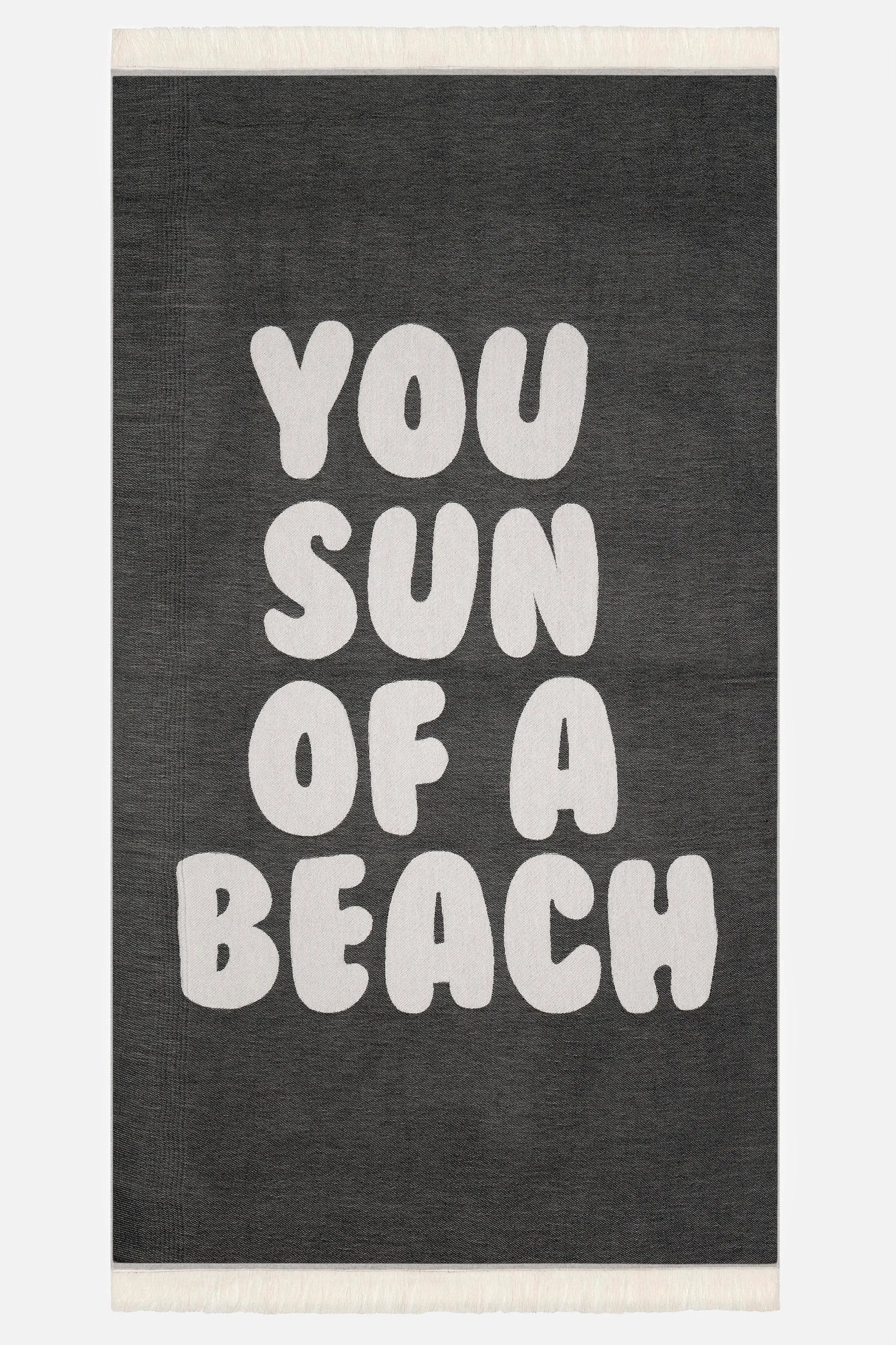 You Sun of a Beach Black | Feather Beach Towel