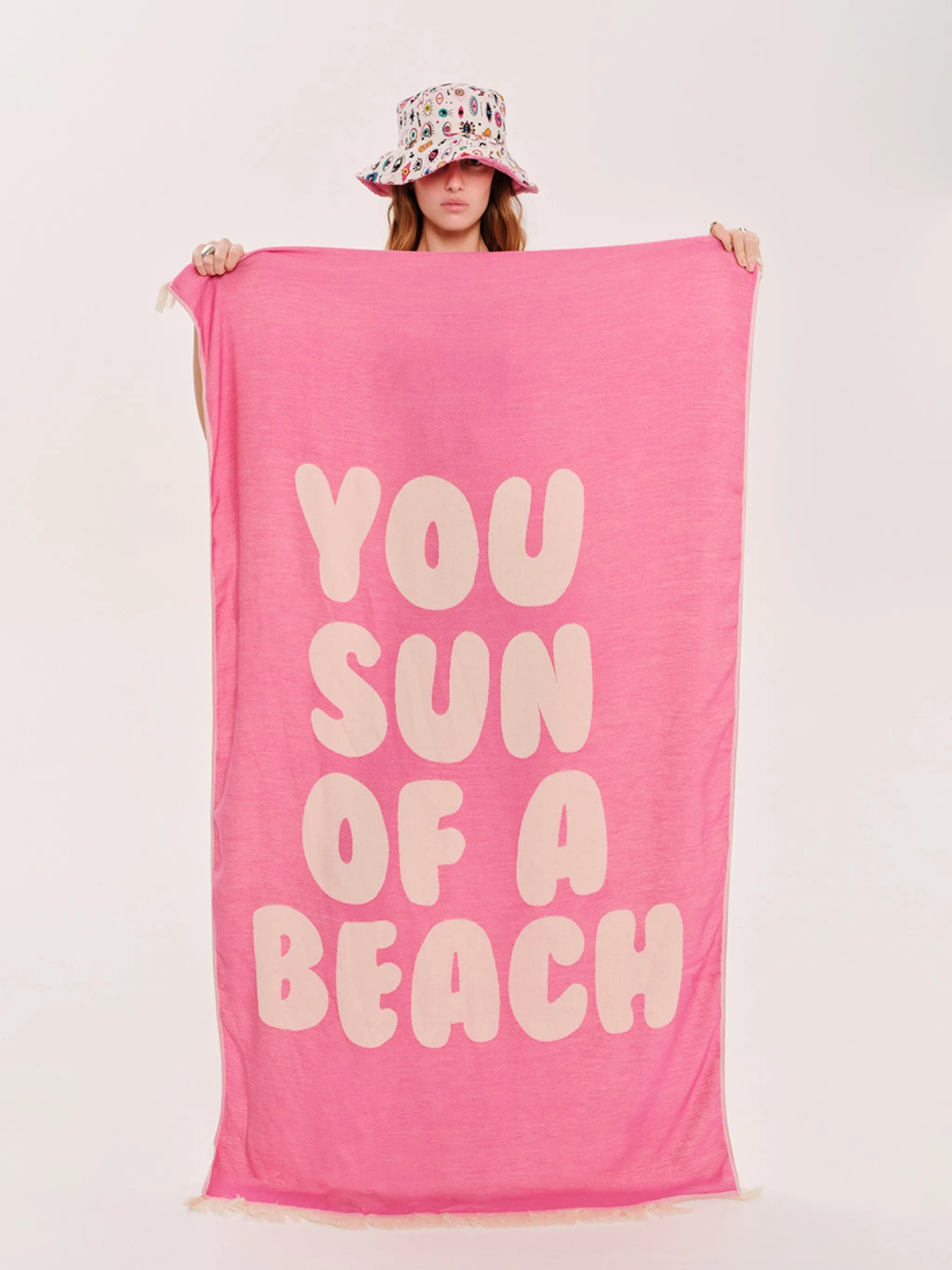 You Sun of a Beach Bubblegum | Feather Beach Towel