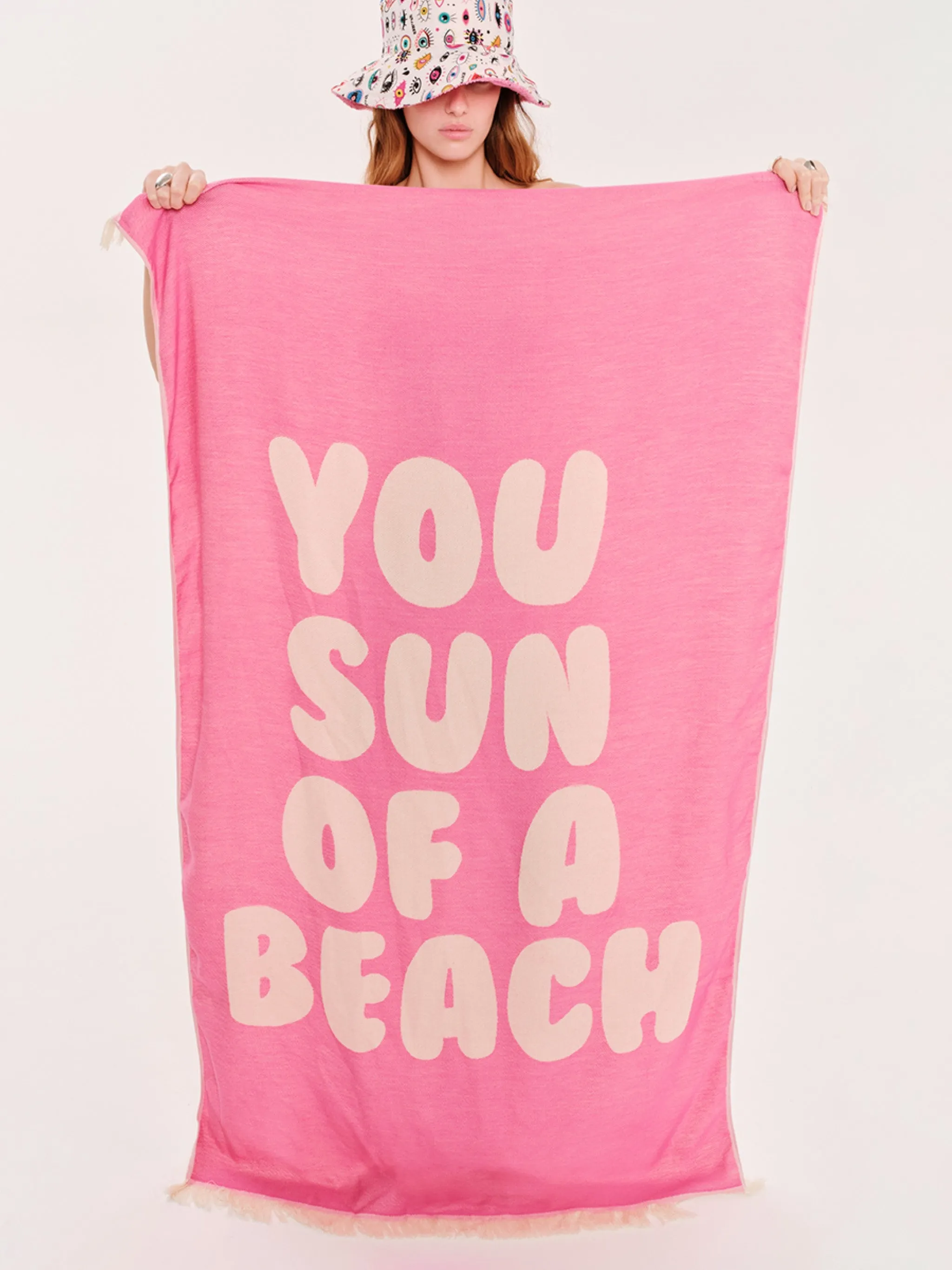 You Sun of a Beach Bubblegum | Feather Beach Towel