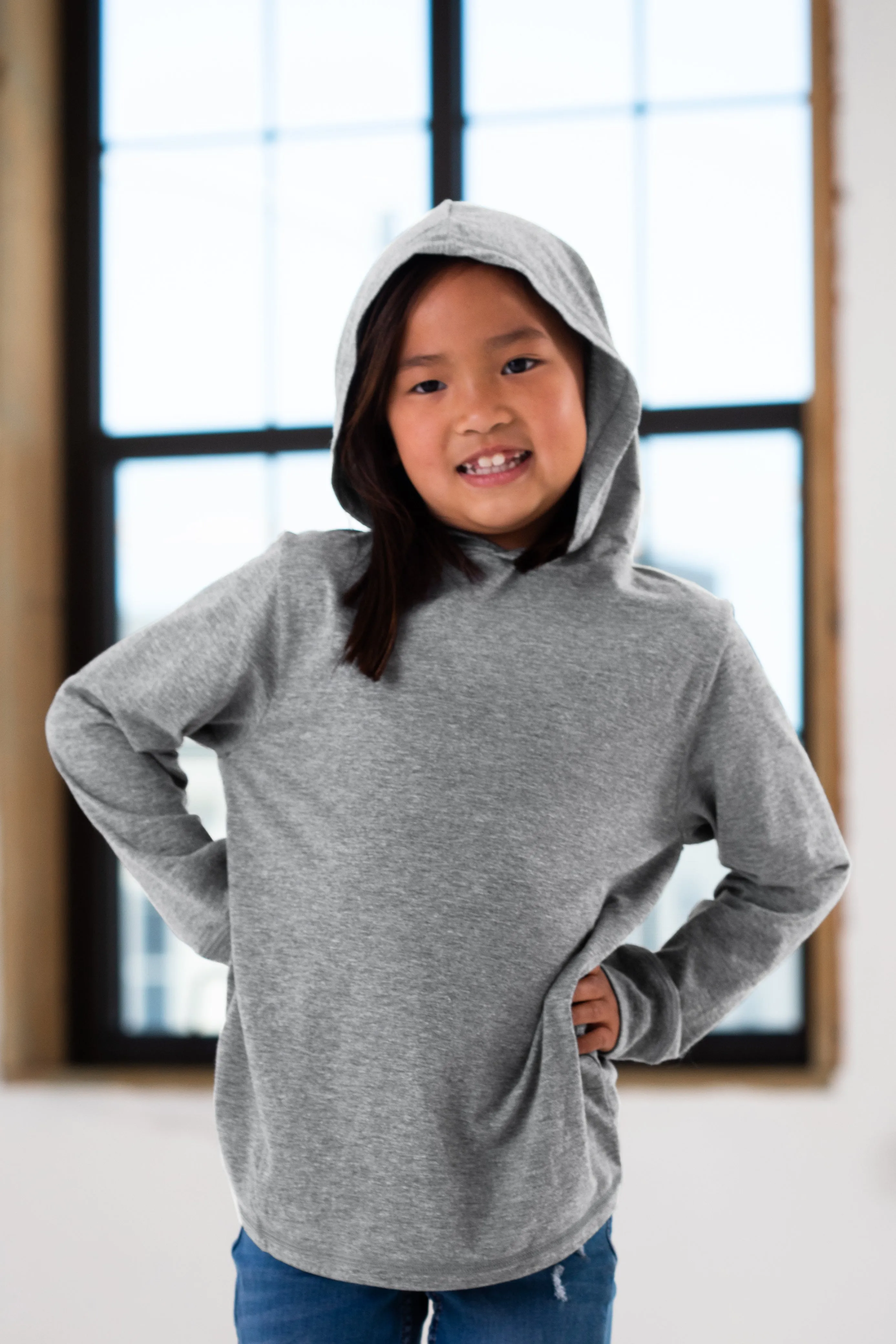 Youth Hooded Long Sleeve Triblend Tee