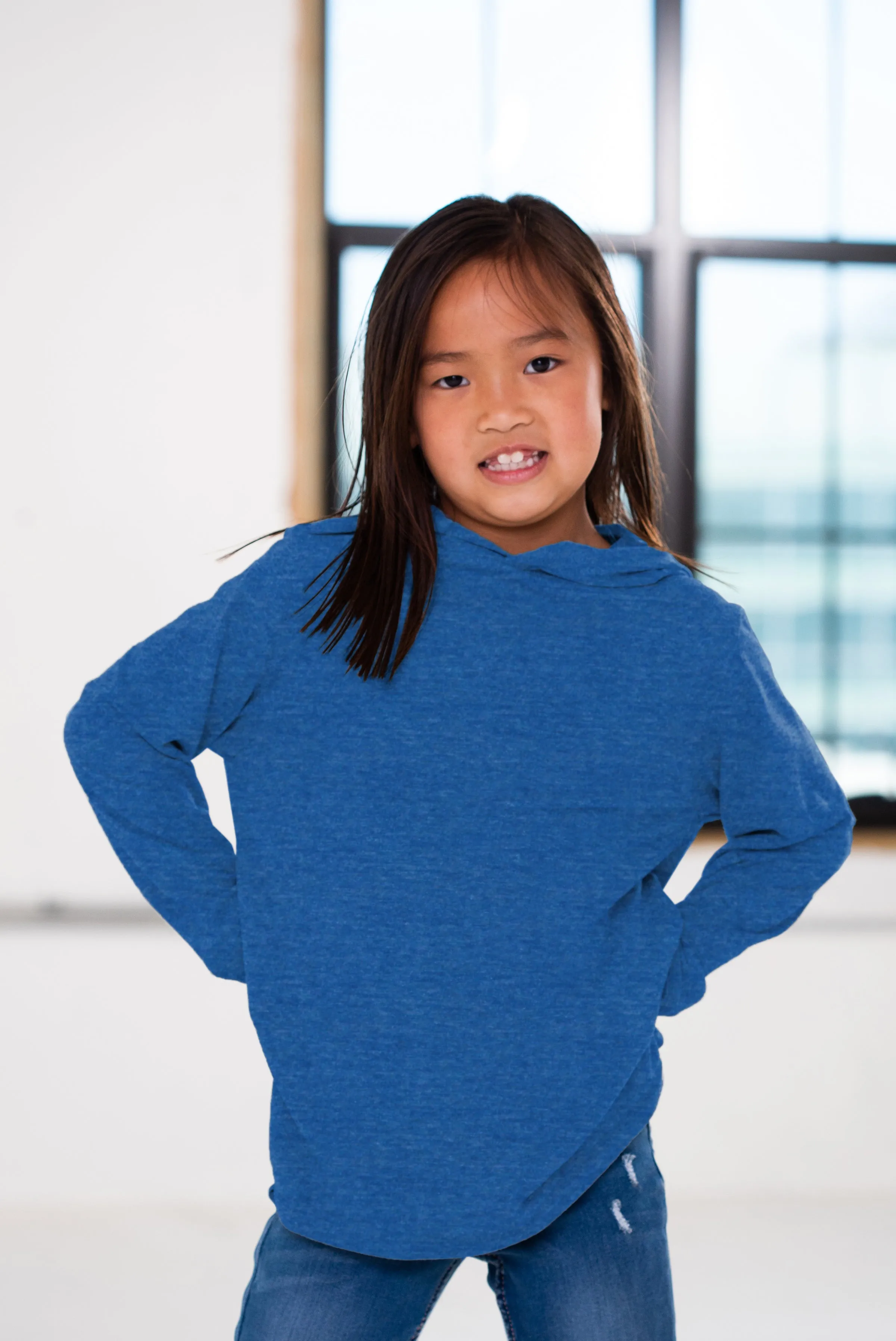 Youth Hooded Long Sleeve Triblend Tee